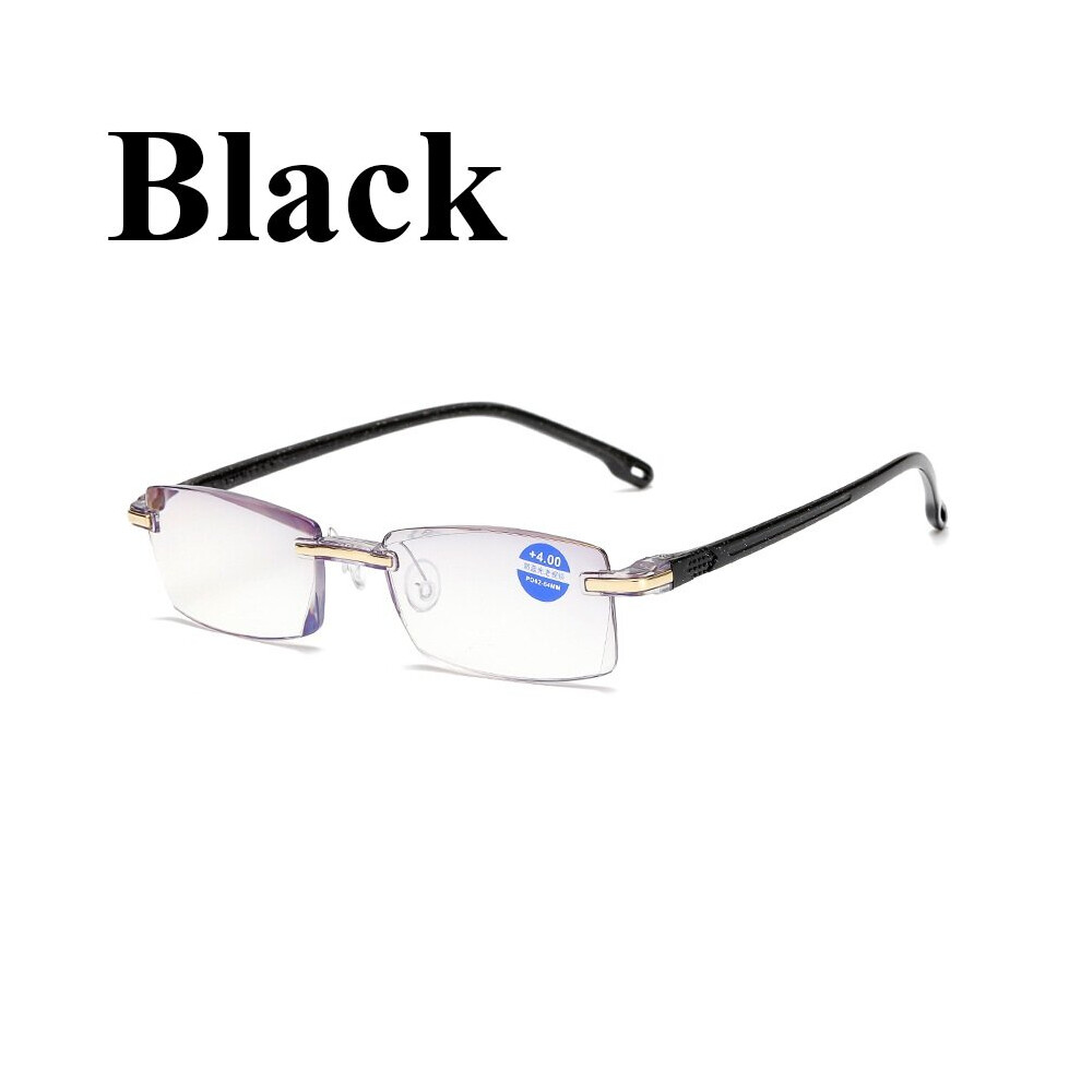Anti Light Blocking Rimless Reading Glasses Women Men Square Frameless Presbyopic Glasses Diopters +1.0 1.5 2 2.5 4.0