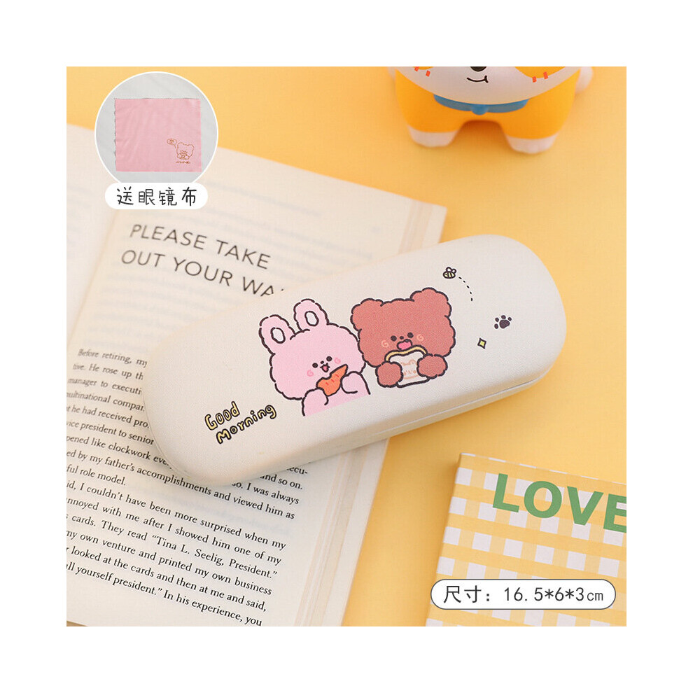 ins Cartoon Pattern Folding Glasses Case Men Women PC Leather Sunglasses Case Portable Eyewear Protector Cover