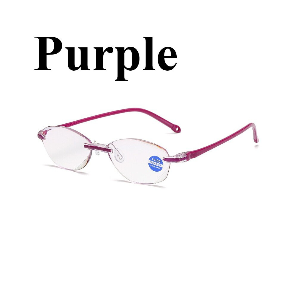 Anti Light Blocking Rimless Reading Glasses Women Men Square Frameless Presbyopic Glasses Diopters +1.0 1.5 2 2.5 4.0