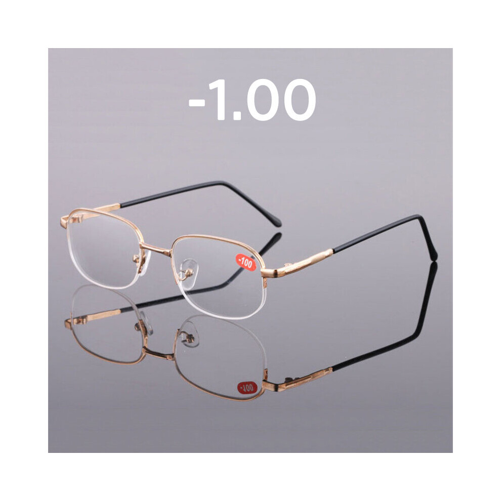 Finished Myopia Glasses Women Men Metal Half Frame Myopic Glasses With Diopter -1.0 1.5 2.0 2.5 3.0 3.5 4.0 Short Sighted
