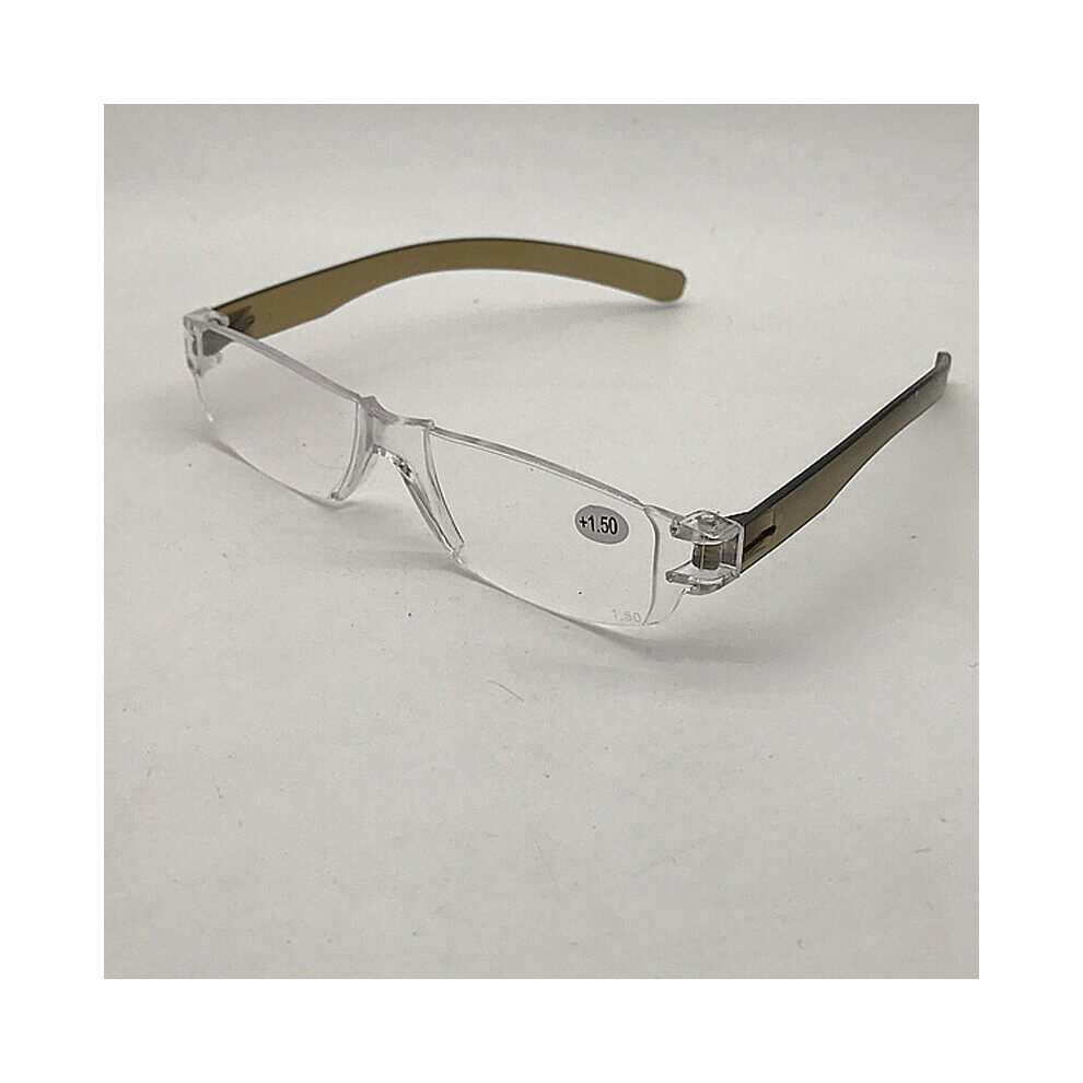 Multicoloured Rimless Reading Glasses Retro Square Presbyopic Eyewear Magnifier Vision Care Eyewear Prescription Clear Lens Glasses+1+4