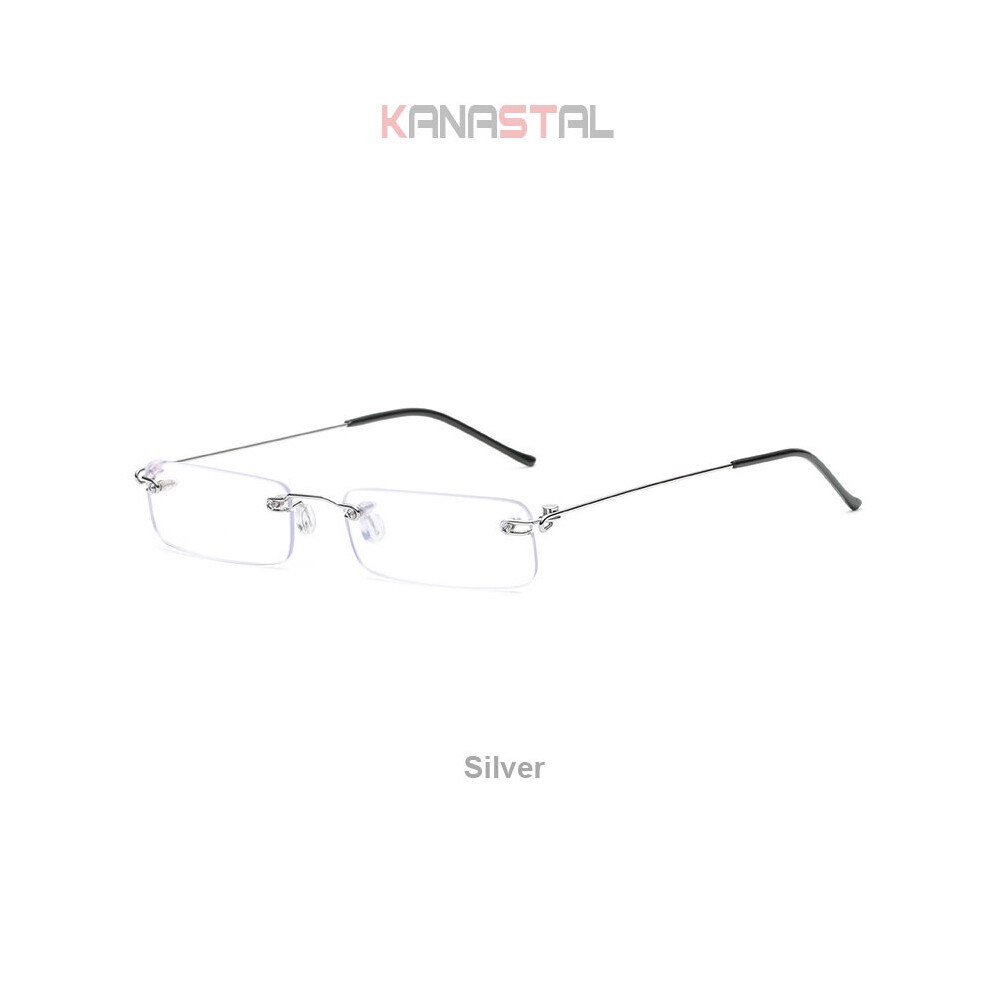 Men's Anti Light Blocking Reading Glasses Cut Frameless Metal Ultralight Eyewear Women Hyperopia Presbyopic Glasses +400