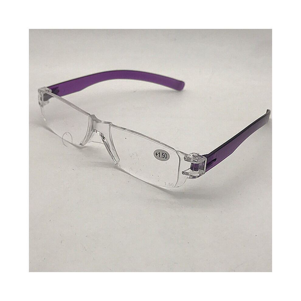 Multicoloured Rimless Reading Glasses Retro Square Presbyopic Eyewear Magnifier Vision Care Eyewear Prescription Clear Lens Glasses+1+4