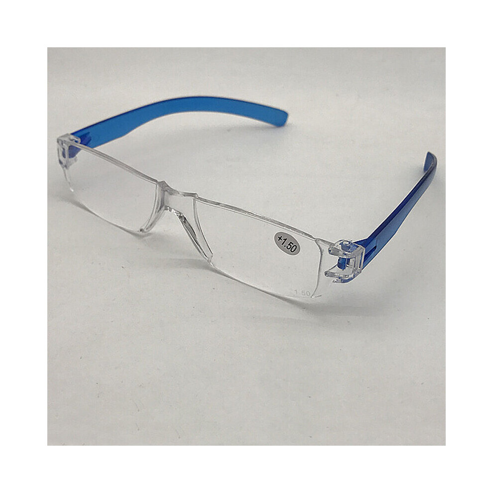 Multicoloured Rimless Reading Glasses Retro Square Presbyopic Eyewear Magnifier Vision Care Eyewear Prescription Clear Lens Glasses+1+4
