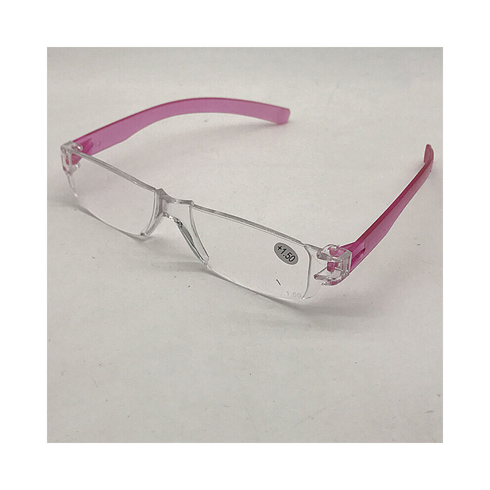 Multicoloured Rimless Reading Glasses Retro Square Presbyopic Eyewear Magnifier Vision Care Eyewear Prescription Clear Lens Glasses+1+4
