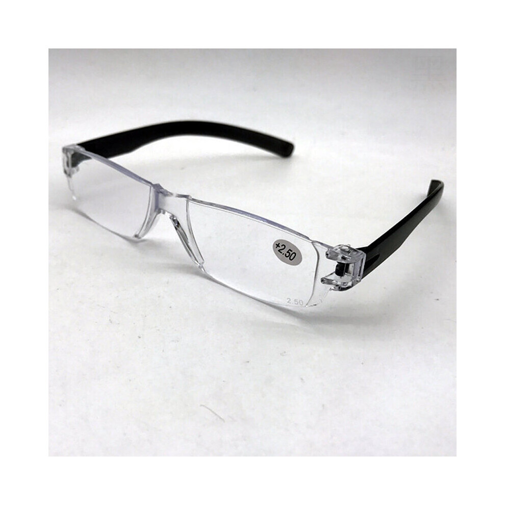 Multicoloured Rimless Reading Glasses Retro Square Presbyopic Eyewear Magnifier Vision Care Eyewear Prescription Clear Lens Glasses+1+4