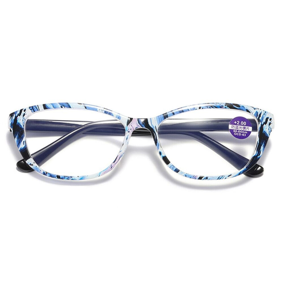Unisex Reading Glasses Spring Leg Printing HD Reading Glasses Anti-Blue Light Presbyopia Eyeglasses Diopter + 1.0 To + 4.0
