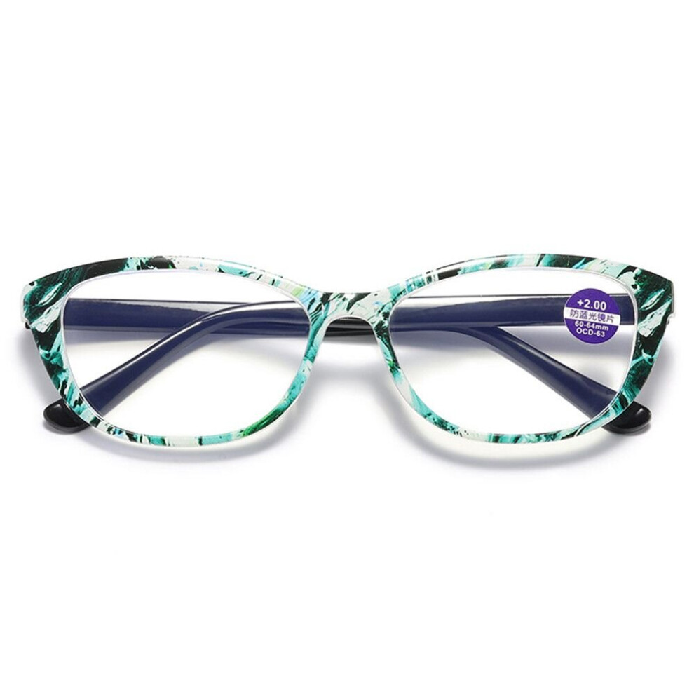 Unisex Reading Glasses Spring Leg Printing HD Reading Glasses Anti-Blue Light Presbyopia Eyeglasses Diopter + 1.0 To + 4.0