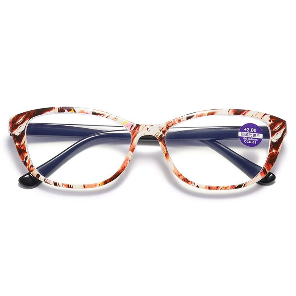 Unisex Reading Glasses Spring Leg Printing HD Reading Glasses Anti-Blue Light Presbyopia Eyeglasses Diopter + 1.0 To + 4.0