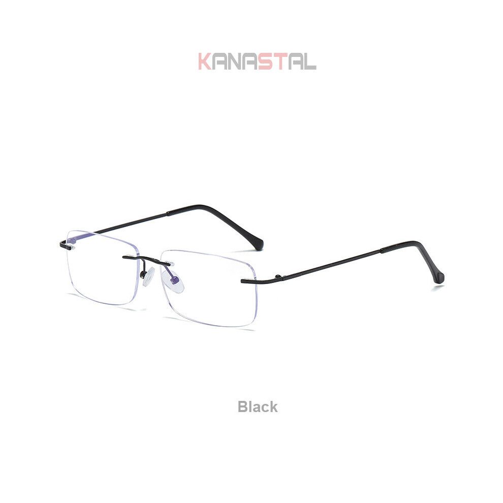 Men's Anti Light Blocking Reading Glasses Cut Frameless Metal Ultralight Eyewear Women Hyperopia Presbyopic Glasses +400