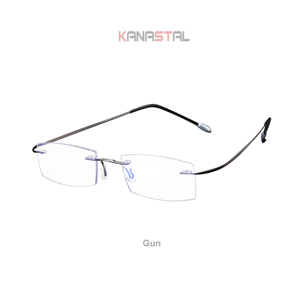 Men's Anti Light Blocking Reading Glasses Cut Frameless Metal Ultralight Eyewear Women Hyperopia Presbyopic Glasses +400