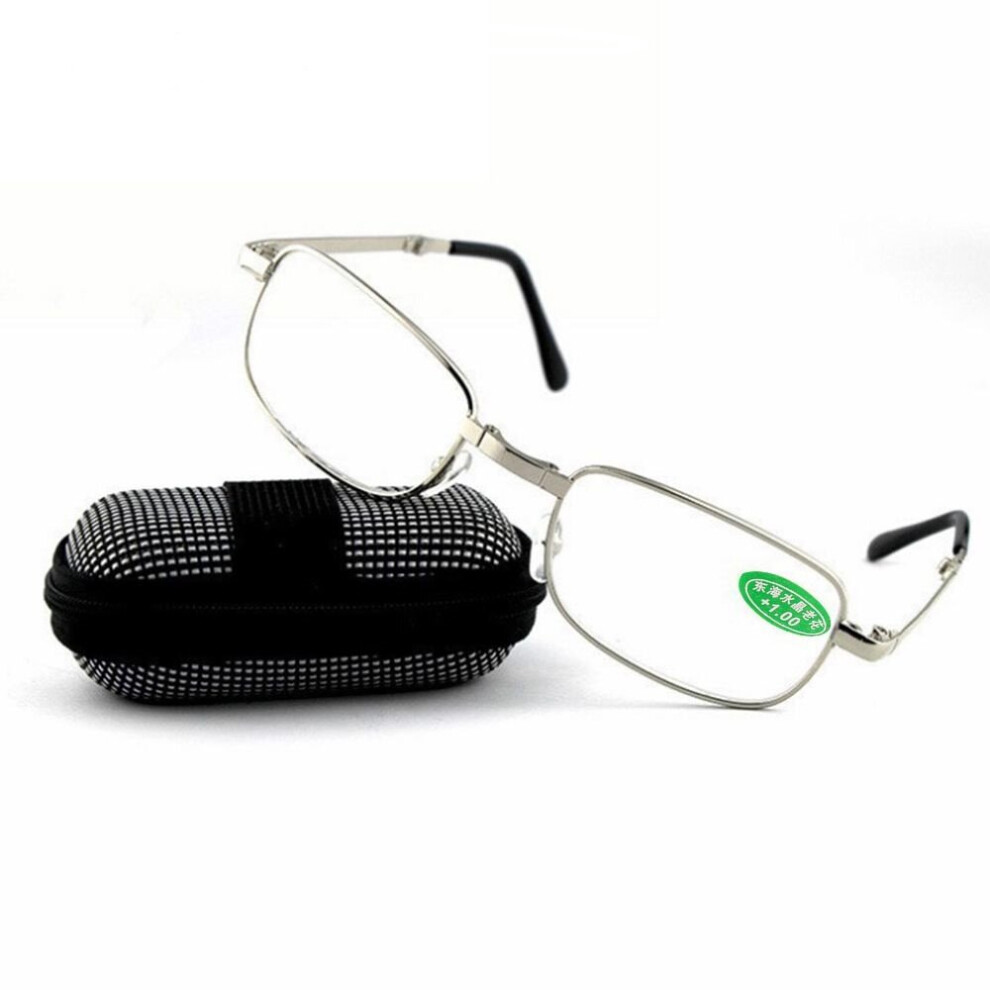 Unisex Portable Folding Reading Glasses Diamond-cut Anti-UV Rays Presbyopia Eyeglasses with Glasses Case Vision Care