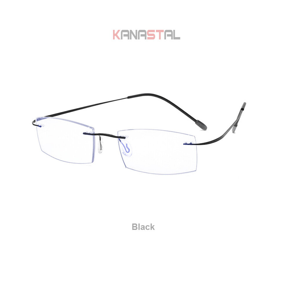 Men's Anti Light Blocking Reading Glasses Cut Frameless Metal Ultralight Eyewear Women Hyperopia Presbyopic Glasses +400