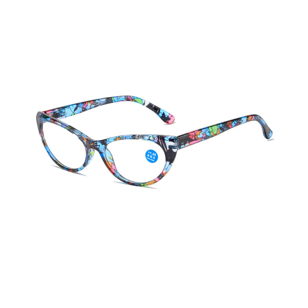 Multicoloured Cat Eye Anti Light Reading Glasses Women Ladies Hyperopia Eye Glasses Computer Presbyopia Printing Reading Eyewear
