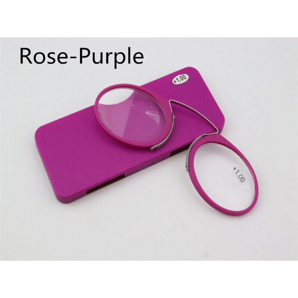 Multicoloured Mini Clip Nose Bridge Reading Glasses 1.0 To 3.5 Portable Presbyopic Glasses With Case