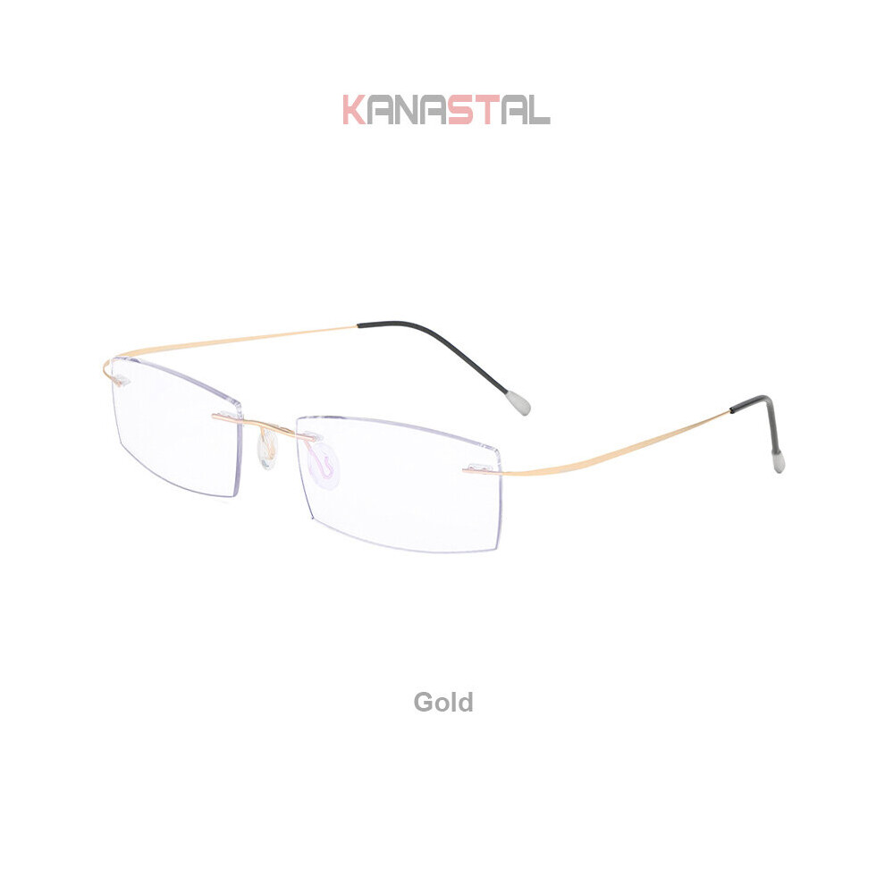 Men's Anti Light Blocking Reading Glasses Cut Frameless Metal Ultralight Eyewear Women Hyperopia Presbyopic Glasses +400
