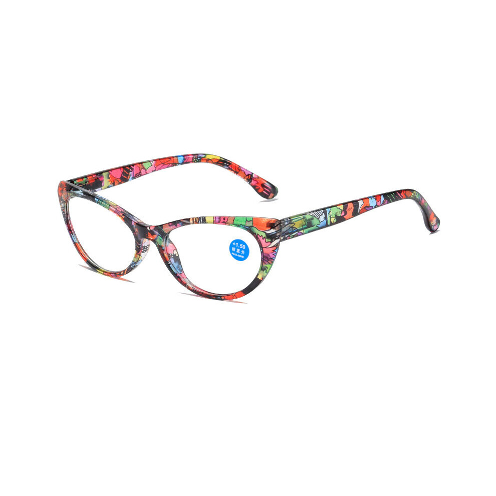 Multicoloured Cat Eye Anti Light Reading Glasses Women Ladies Hyperopia Eye Glasses Computer Presbyopia Printing Reading Eyewear