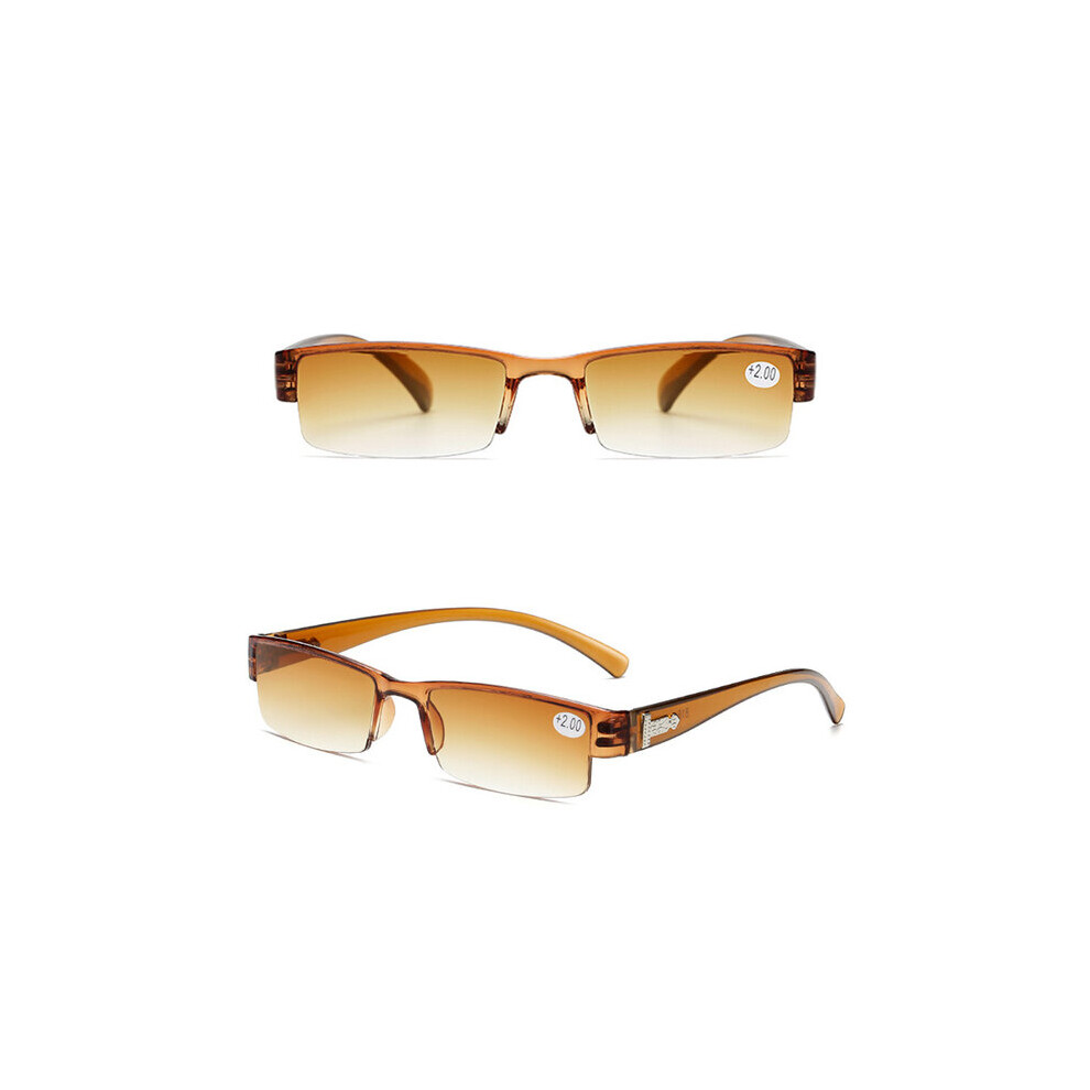 Black (Khaki, ) Reading Glasses Men Women Clear Lens Half Frame Presbyopic Eyewear 1.0 1.5 2.0 2.5 3.0 3.5 4.0 For Reader