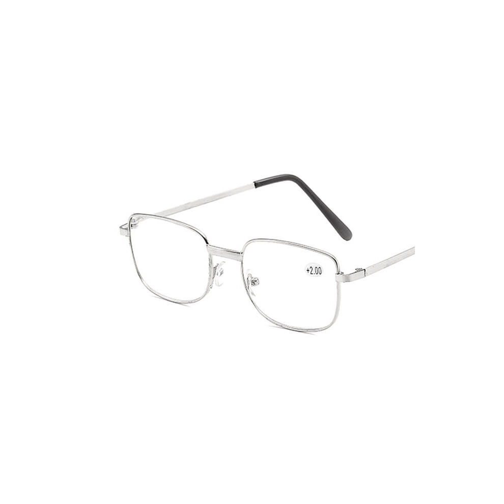 (Silver, Auburn) Anti Light Blocking Rimless Reading Glasses Women Men Square Frameless Presbyopic Glasses Diopters +1.0 1.5 2 2.5 4.0