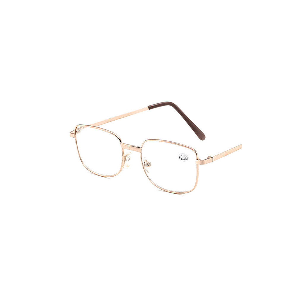 (Red, Auburn) Anti Light Blocking Rimless Reading Glasses Women Men Square Frameless Presbyopic Glasses Diopters +1.0 1.5 2 2.5 4.0