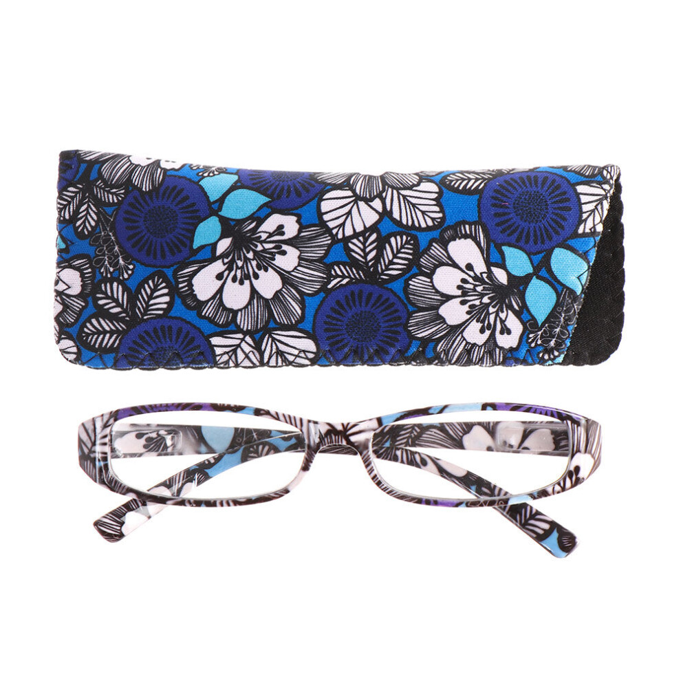 1PC Women Reading Glasses Matching Pouch Flower Print Resin Read Eyeglasses Magnifying Presbyopic Eyewear +1.0~+4.0
