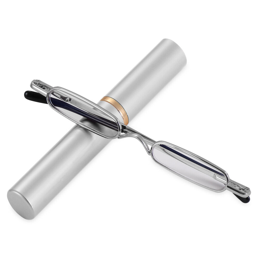 1PC Mini Portable Clip Case Tube Reader Glasses Slim Pen Reading Glasses Spring Hinged Eyeglasses For Men Women + 1.0~ +4.0