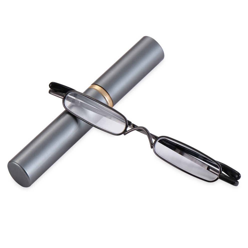 1PC Mini Portable Clip Case Tube Reader Glasses Slim Pen Reading Glasses Spring Hinged Eyeglasses For Men Women + 1.0~ +4.0