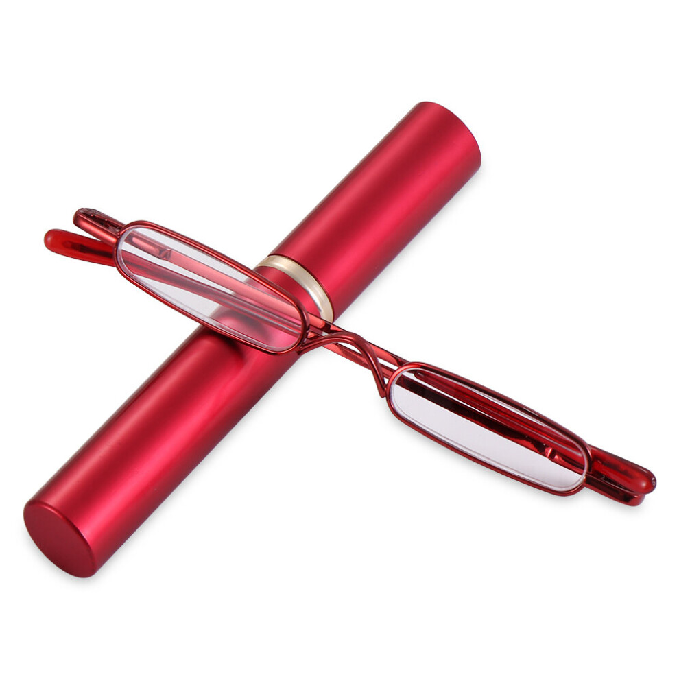 1PC Mini Portable Clip Case Tube Reader Glasses Slim Pen Reading Glasses Spring Hinged Eyeglasses For Men Women + 1.0~ +4.0