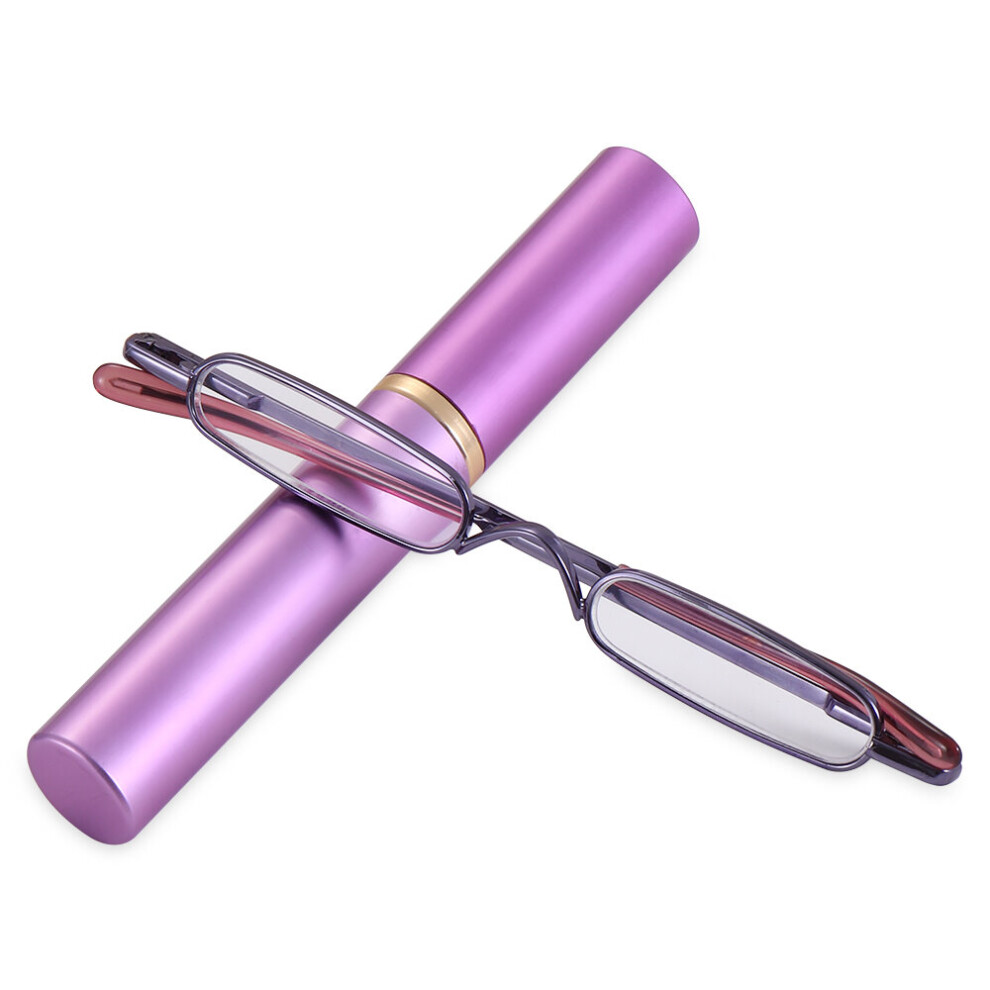 1PC Mini Portable Clip Case Tube Reader Glasses Slim Pen Reading Glasses Spring Hinged Eyeglasses For Men Women + 1.0~ +4.0