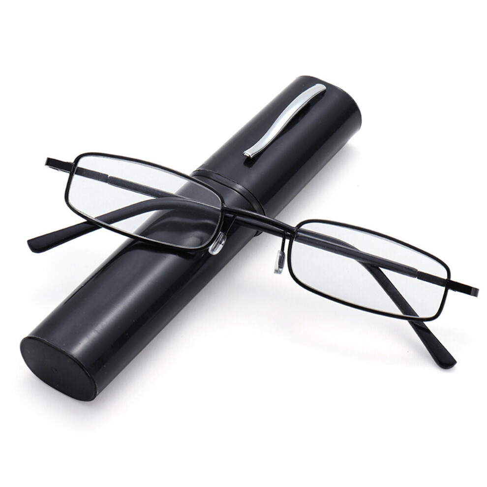1PC Mini Portable Clip Case Tube Reader Glasses Slim Pen Reading Glasses Spring Hinged Eyeglasses For Men Women + 1.0~ +4.0