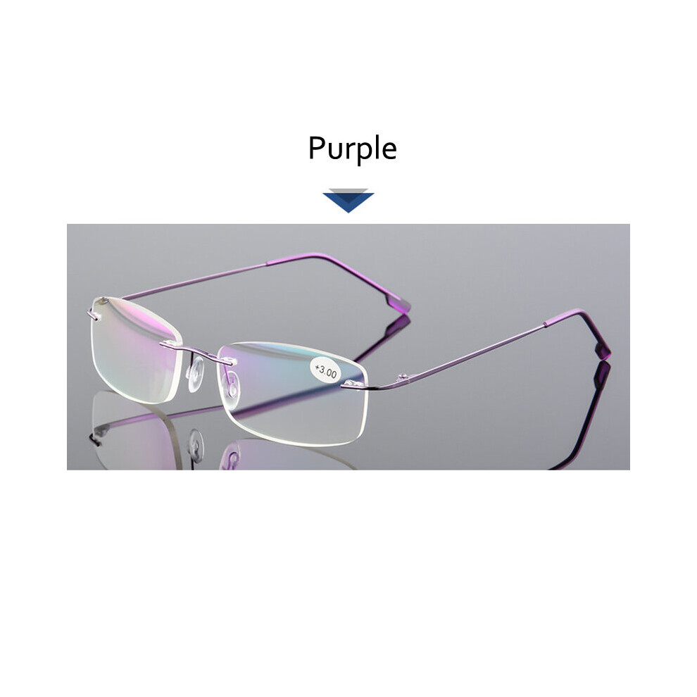 Multicoloured Elbru Ultralight Tr90 Memory Titanium Rimless Reading Glasses Men&Women Presbyopic Eyeglasses +1.0 +1.5 +2.0 To+3.5 +4.0