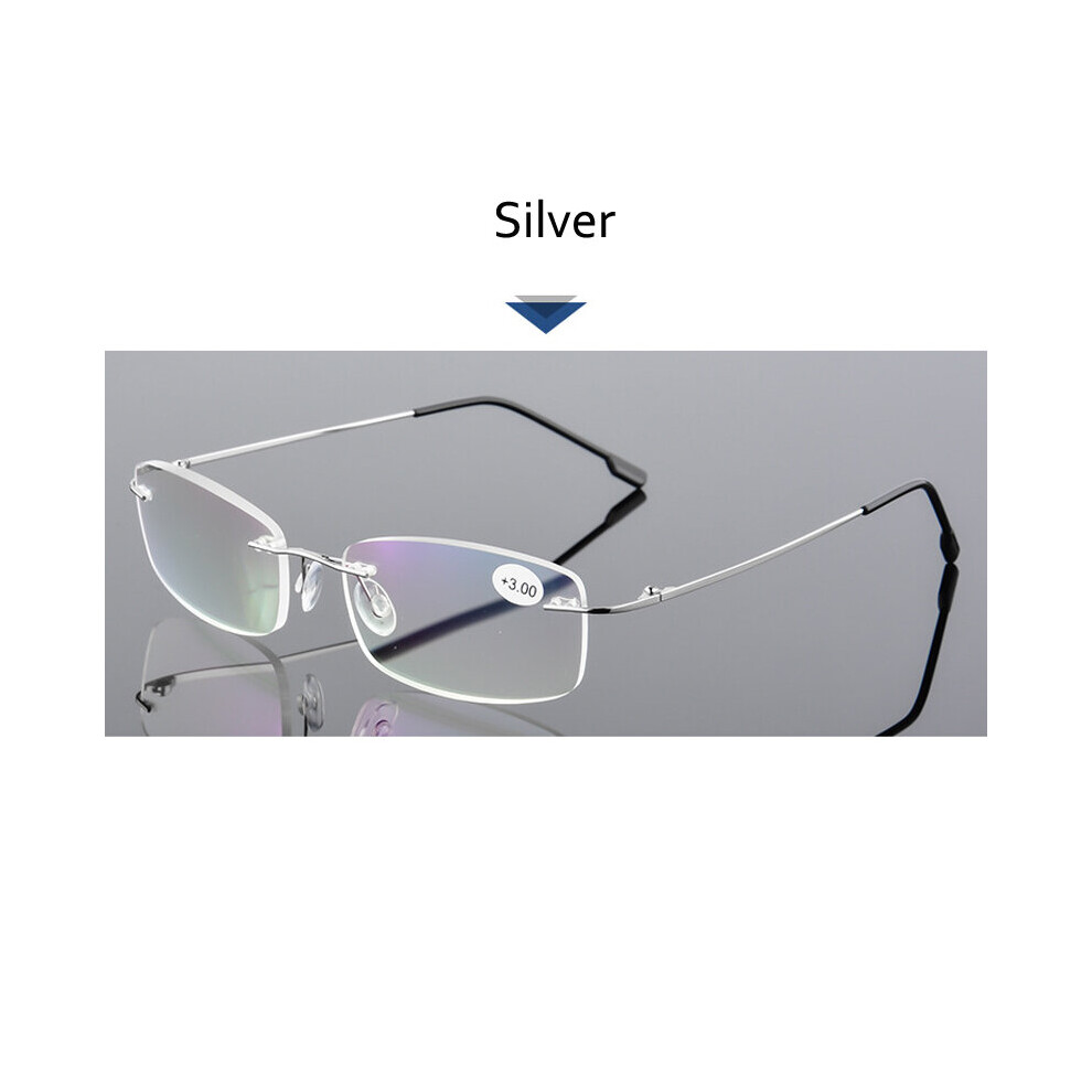 Multicoloured Elbru Ultralight Tr90 Memory Titanium Rimless Reading Glasses Men&Women Presbyopic Eyeglasses +1.0 +1.5 +2.0 To+3.5 +4.0