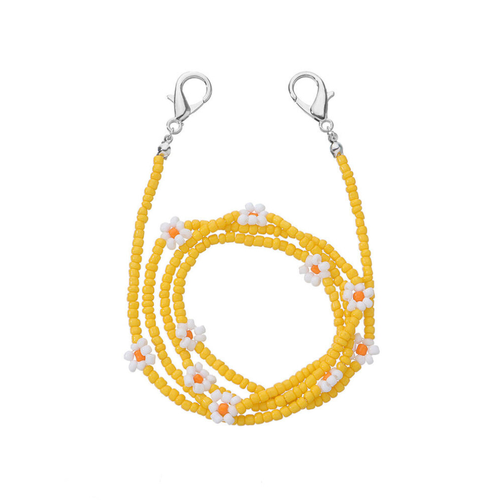 White Sunglasses Chain Colorful Flower Bead Glasses Chain Small Daisy Flower Antilost Mask Lanyard Hold Straps Girls Women