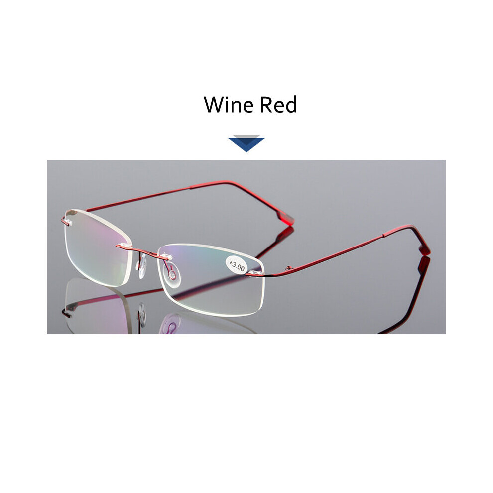 Multicoloured Elbru Ultralight Tr90 Memory Titanium Rimless Reading Glasses Men&Women Presbyopic Eyeglasses +1.0 +1.5 +2.0 To+3.5 +4.0