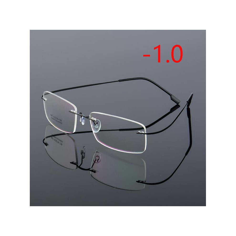 -1.0 -1.5 To -4.0 Ultralight Coating Frameless Finished Myopia Glasses Men Women Rimless Stainless Steel Leg Nearsight Glasses-image-OPC-PBR8N8W-NEW