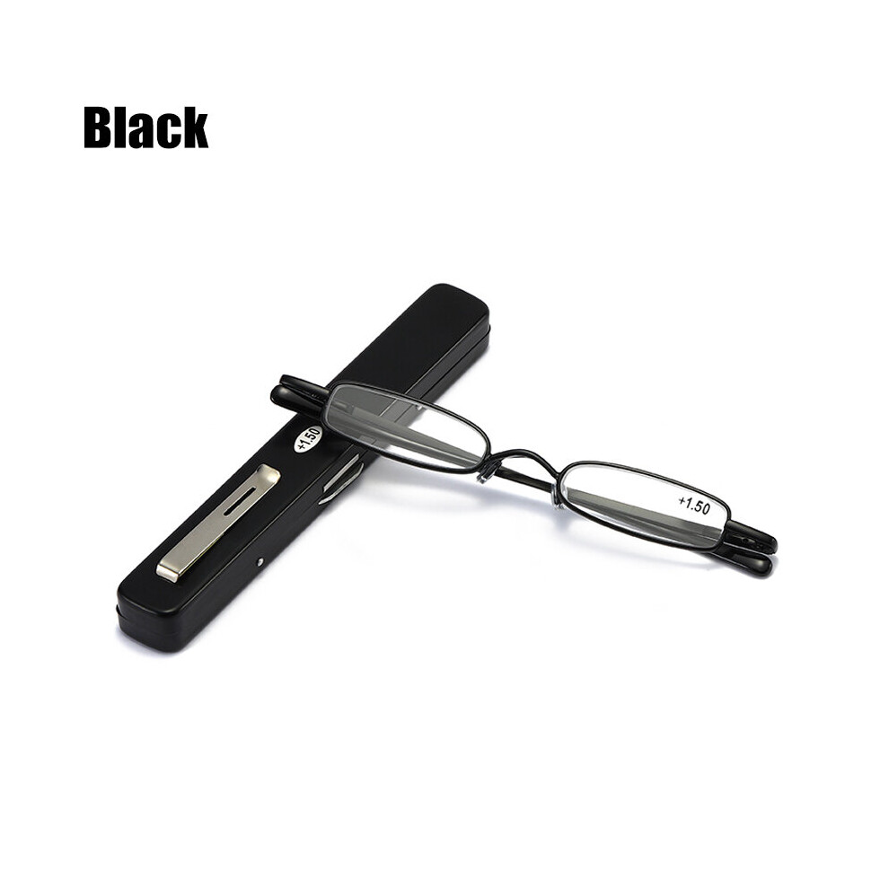 Mini Folding Reading Glasses w/ Pen Clip Case Presbyopic Glasses Golden Magnifier Eyewear Small Reading Glasses Foldable-image-OPC-PBR8NQW-NEW