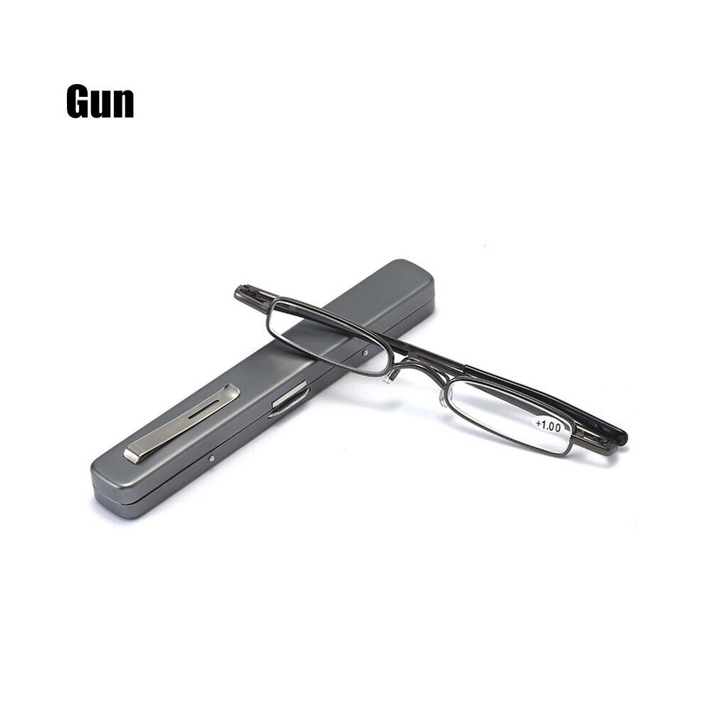 Mini Folding Reading Glasses w/ Pen Clip Case Presbyopic Glasses Golden Magnifier Eyewear Small Reading Glasses Foldable-image-OPC-PBR8NQM-NEW