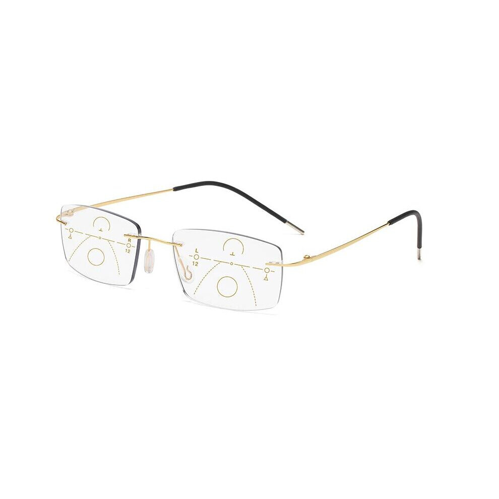 Multicoloured High Rimless Progressive Multifocal Reading Glasses Men Anti Light Presbyopic Glasses Women Ultra Light Metal Gafas