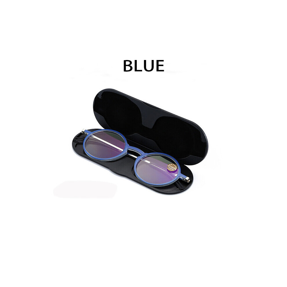 Multicoloured Thin Reading Glasses Protable Pocket Presbyopic Eye Glasses Anti-Blue Ray Spectacles Eyeglasses With Case Round Glasses Frame +2