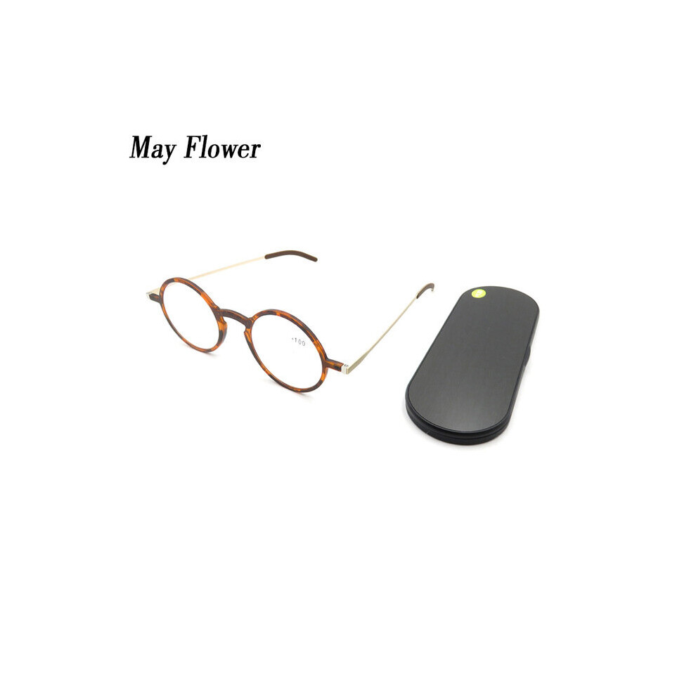 Multicoloured Thin Reading Glasses Protable Pocket Presbyopic Eye Glasses Anti-Blue Ray Spectacles Eyeglasses With Case Round Glasses Frame +2