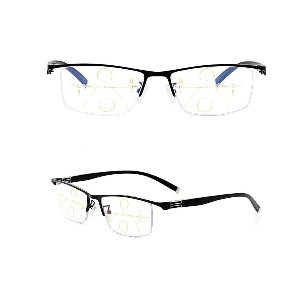 Multicoloured Multifocal Reading Glasses Progressive Bifocal Men Light Blocking Glasses Metal Memory Material Reading Glasses 1.5 1.25