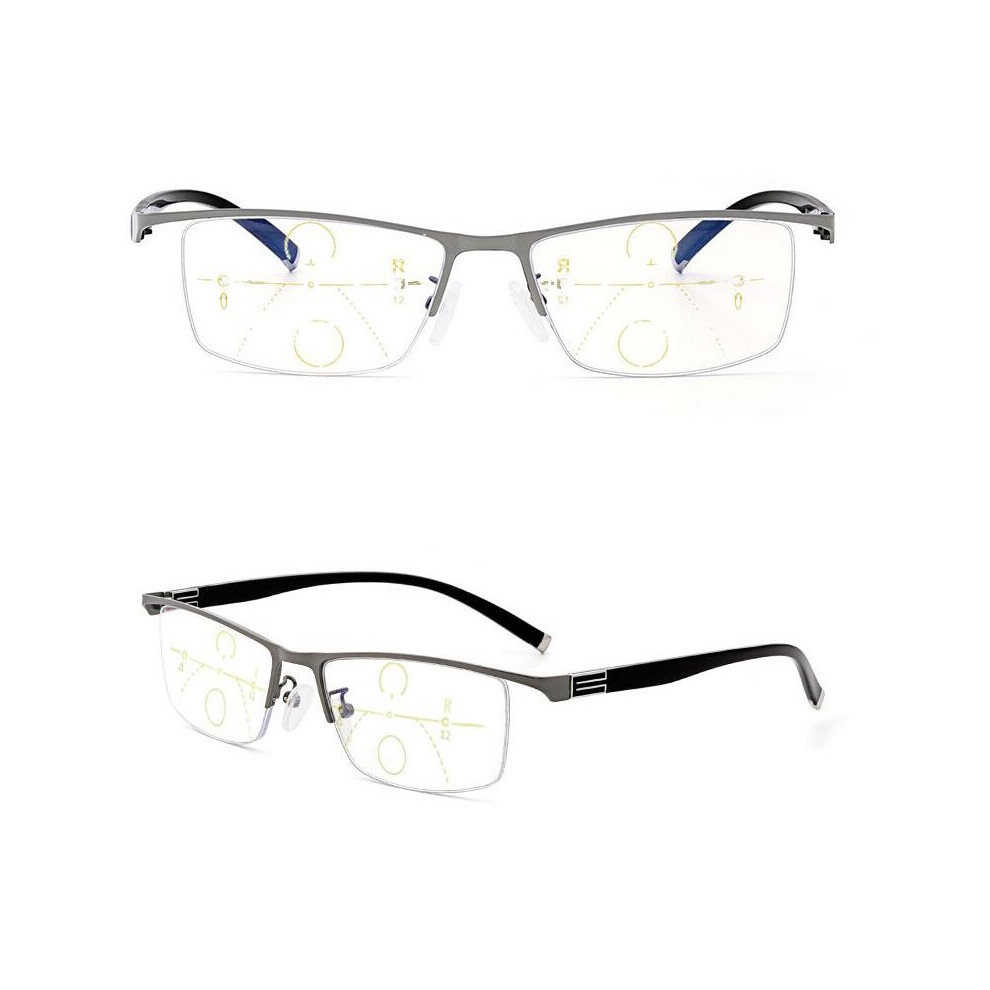 Multicoloured Multifocal Reading Glasses Progressive Bifocal Men Light Blocking Glasses Metal Memory Material Reading Glasses 1.5 1.25