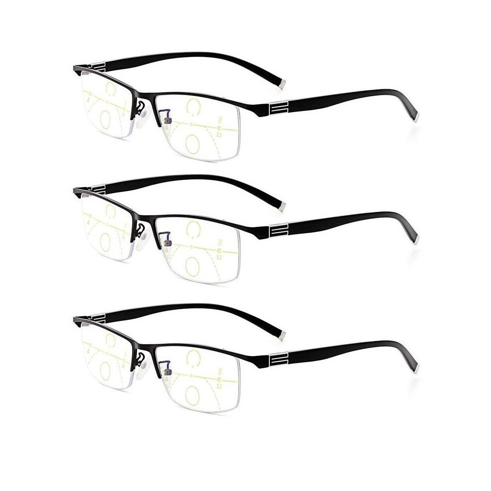 Multicoloured Multifocal Reading Glasses Progressive Bifocal Men Light Blocking Glasses Metal Memory Material Reading Glasses 1.5 1.25