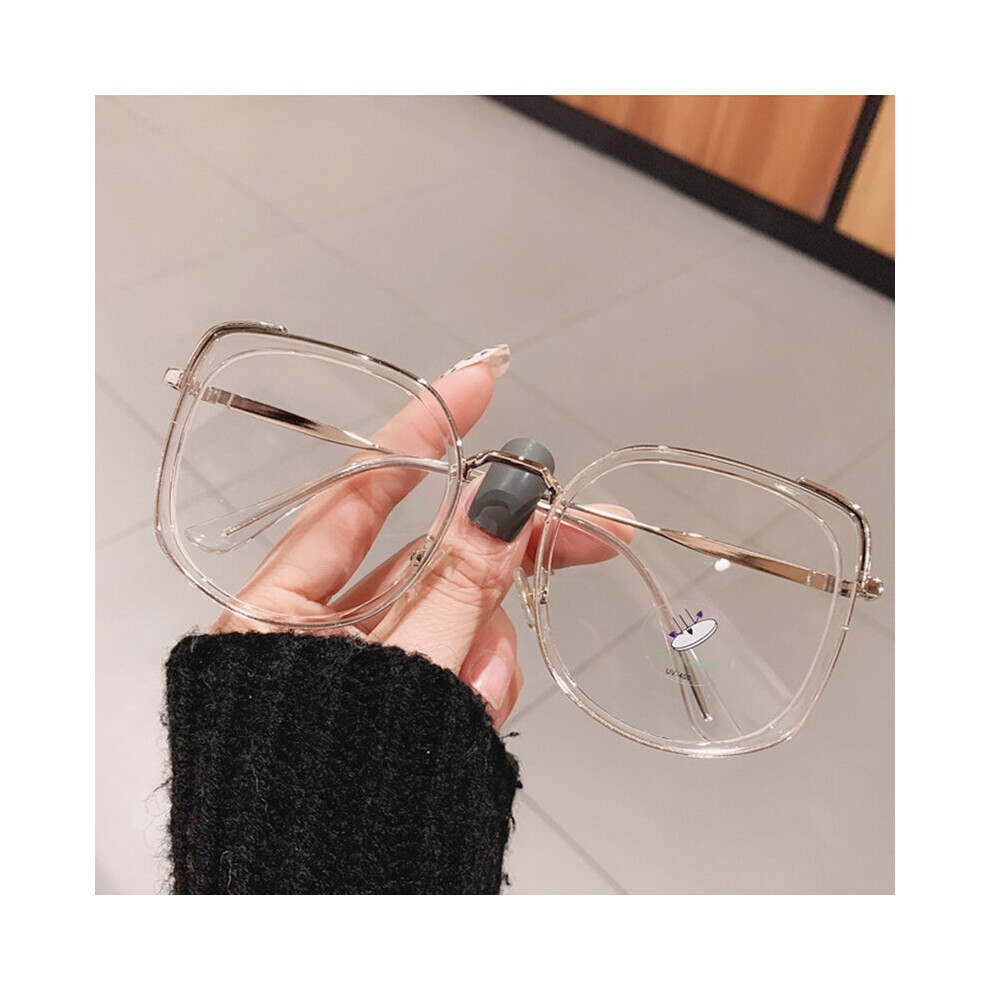 Multicoloured Oversized Square Women Glasses Frame Vintage Clear Anti-Blu-Ray Eyewear Men Optical Pink Frame Computer Goggle