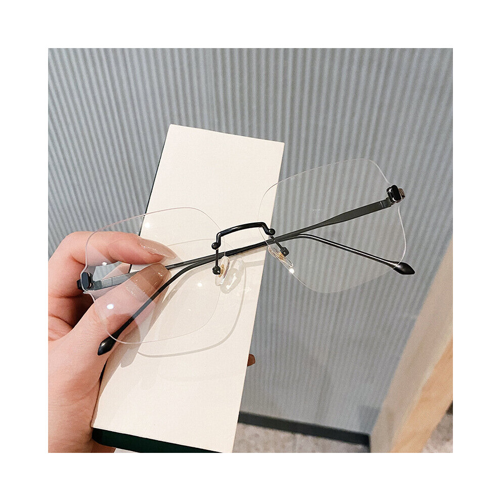 Frameless Anti Glasses Frame Men Women Square Eyeglasses Transparent Clear Lens Prescription Myopia Glasses
