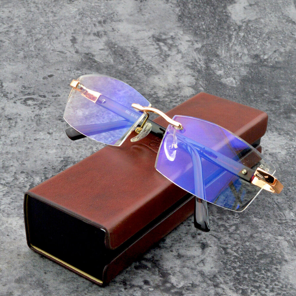 Titanium Alloy Rimless Spectacles 12-layer Coating Cutted Progressive Multifocal Lens Reading Glasses +0.75 to +4