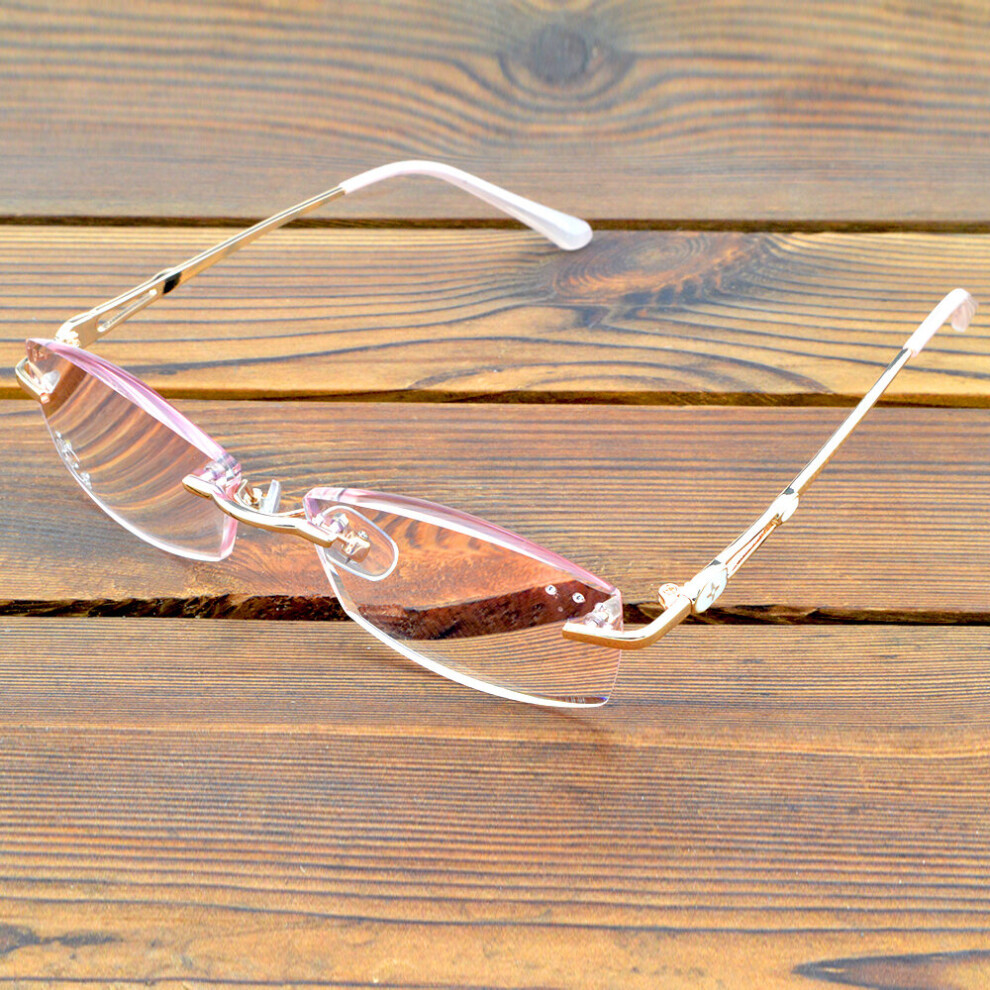 Rectangle Frame Rimless Light Spectacles Multi-coated Red Lenses Reading Glasses +0.75 To+4