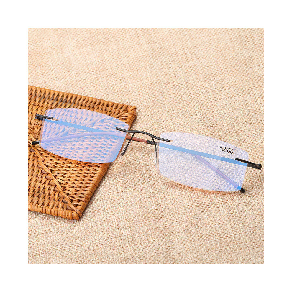 Multicoloured Anti-Blue Light Reading Glasses Ultra-Light Rimless Presbyopia Eyeglasses Anti-Fatigue Computer Goggles +1.0 1.5 2.0 2.5 To +4.0