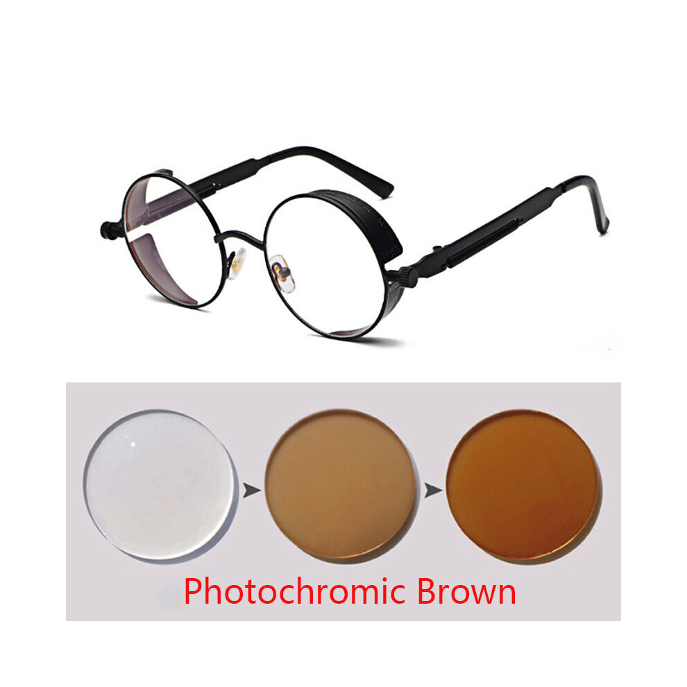 Round Metal Myopia Glasses Gothic Steampunk Vintage Shield Eyewear Shades Prescription 0 -0.5 -0.75 -1.0 -2.0 -3.0 To -6.0