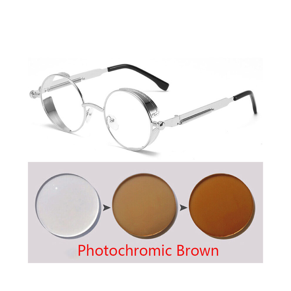 Round Metal Myopia Glasses Gothic Steampunk Vintage Shield Eyewear Shades Prescription 0 -0.5 -0.75 -1.0 -2.0 -3.0 To -6.0